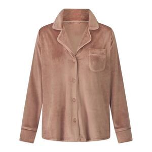 Skims Women's Pajamas VELOUR SLEEP TOP size Large brown color